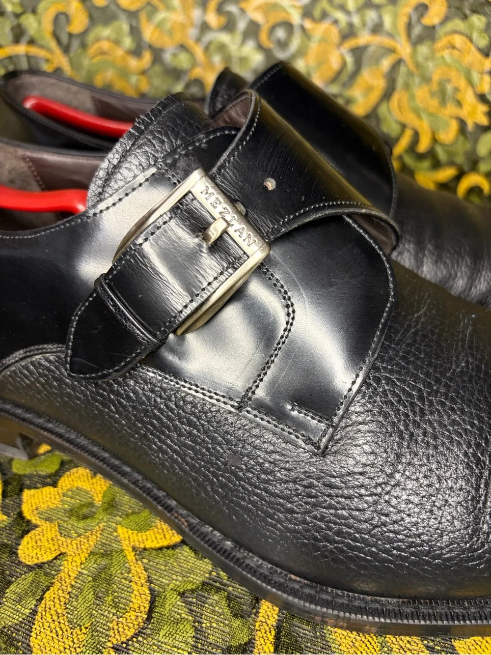 Men's Mezlan Black Leather Monk Strap Dress Shoes